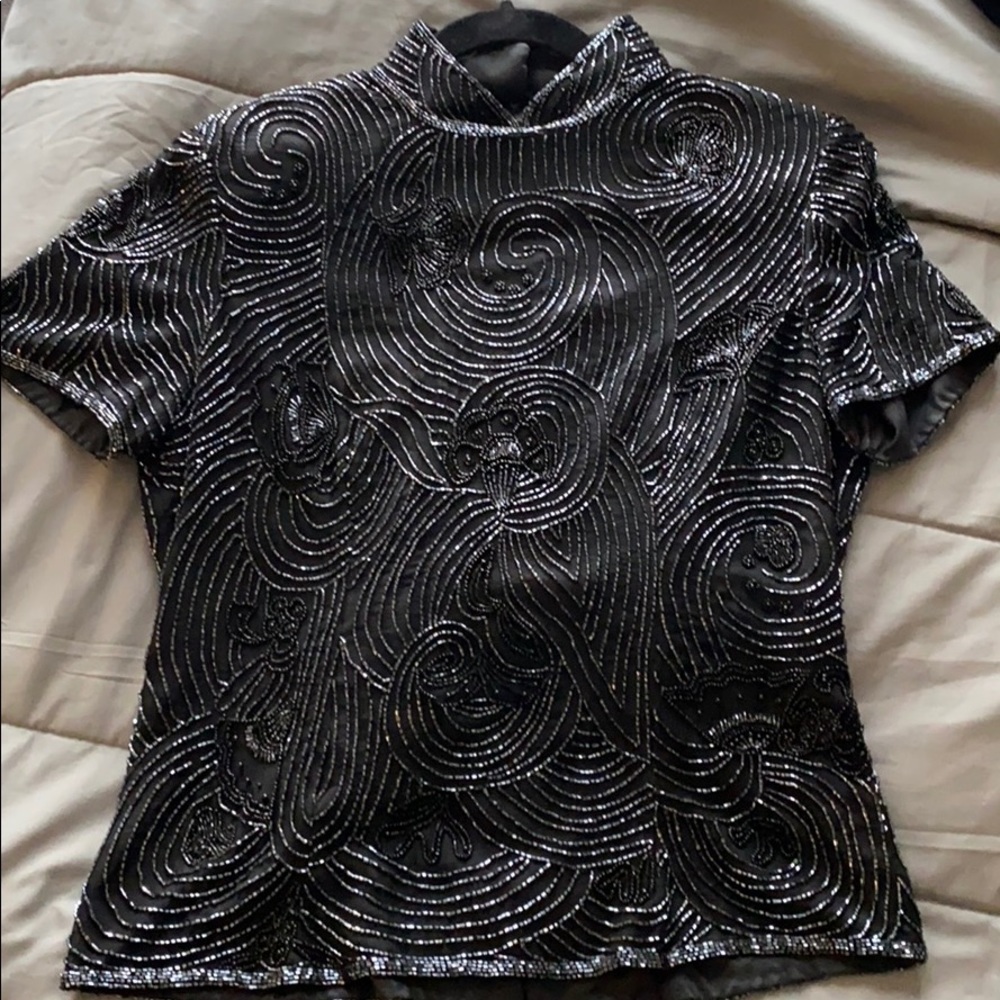 SOLD Adrianna Papéll Boutique Beaded Blouse